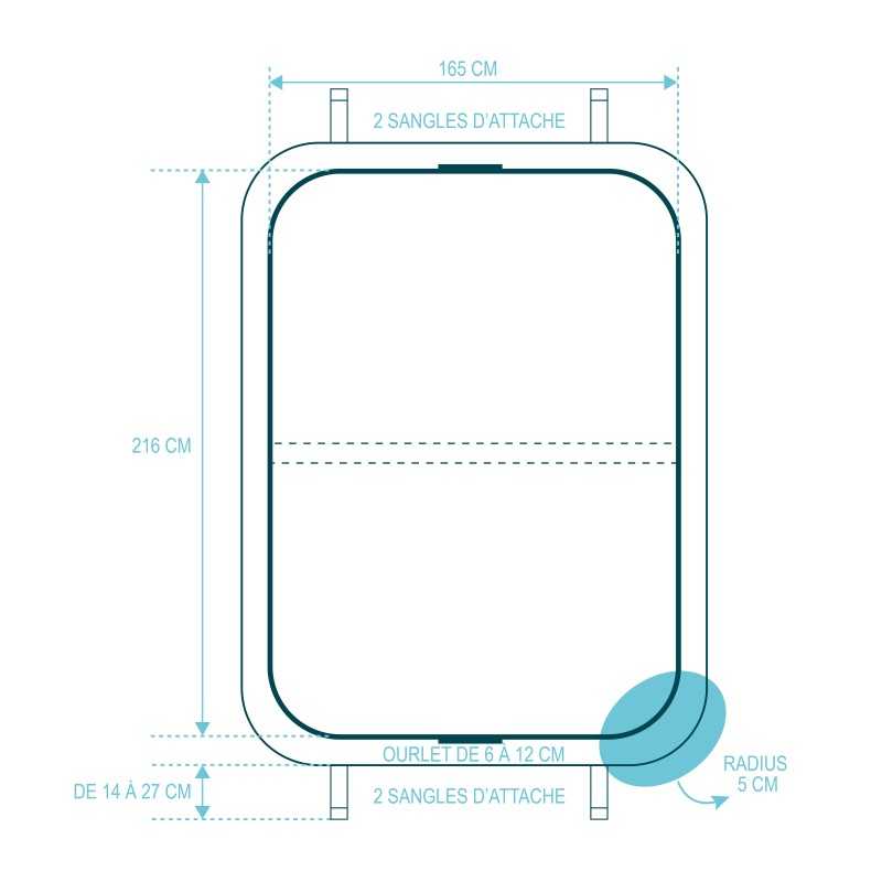 Couverture seule pour spa 216 x 165 cm Rayon 5 cm
