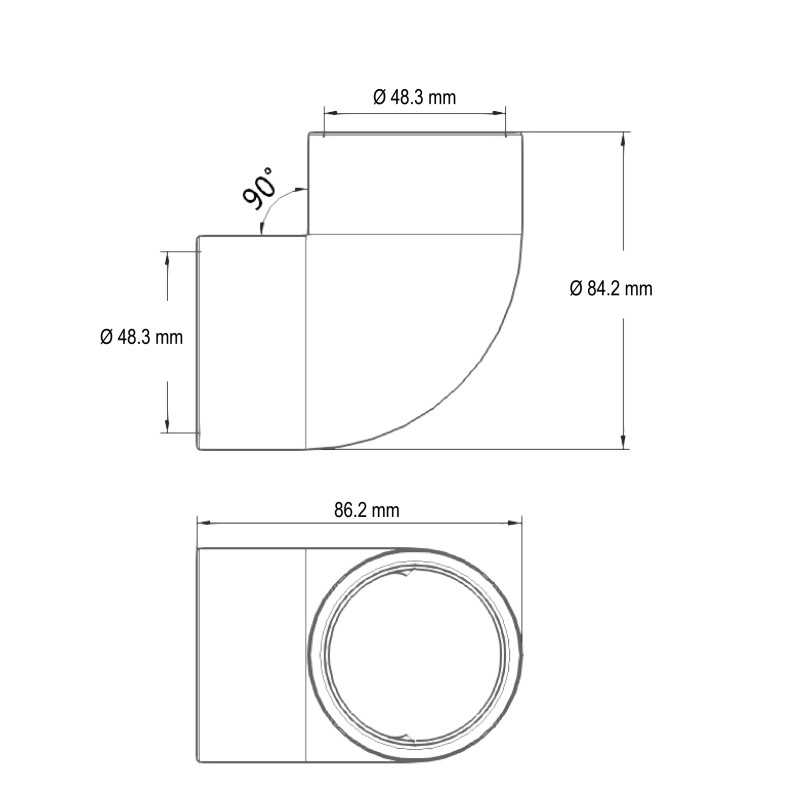 Coude 90° de 1,5" - Raccord F/F
