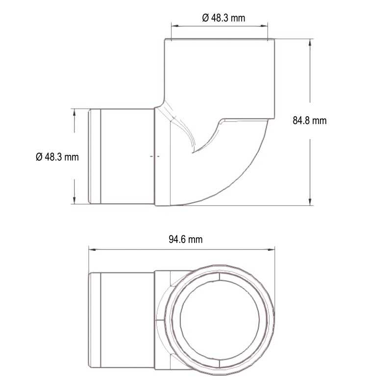 Coude 90° de 1,5" - Raccord M/F