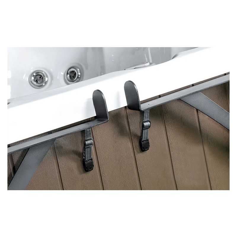 Bras de maintien pour couverture de spa enroulante avec fixation sur panneau