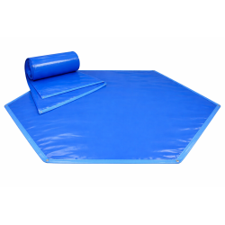 Couverture hiver bleue piscine rainurée languette hexagonale EWEN Ø395 cm - SWIMWOOD | Avospas