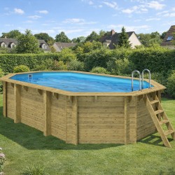 Piscine en bois octogonale rainurée languette hors sol EMEO | 541 x 350 x 131| Piscines Swimwood | Avospas