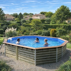 Piscine en bois octogonale longitudinale 135° hors sol Water'clip FUGUA | 590 X 420 X 129 CM | Piscines Water'clip | Avospas