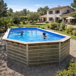 Piscine en bois octogonale 135° hors sol Water'clip CALAYAN | 890 X 420 X 129 CM | Piscines Water'clip | Avospas