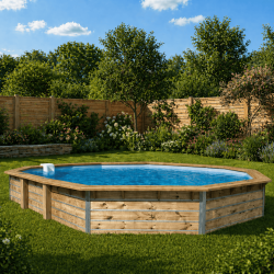 Piscine en bois octogonale 135° hors sol Water'clip SIAYAN | 730 X 420 X 129 CM | Piscines Water'clip | Avospas