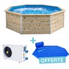 Pack Piscine Bois CLEOFAS Ø460 + PAC Waterclip + Bâche Offerte !